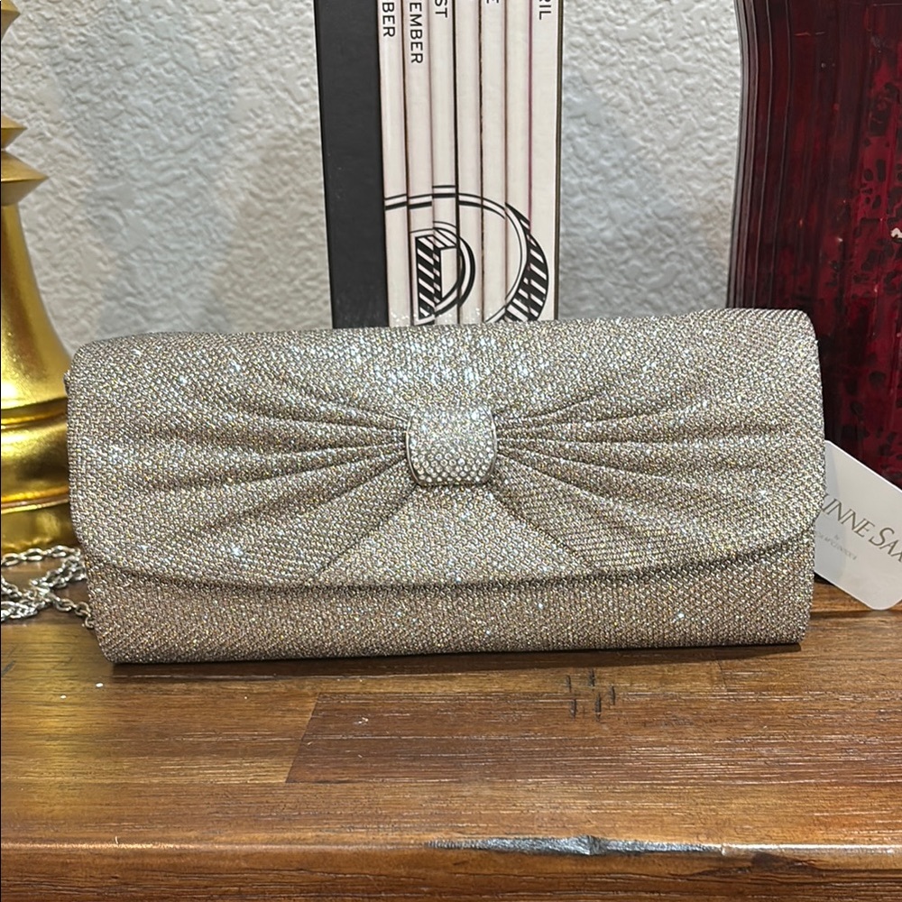 Gunne Sax silver clutch brand new never used